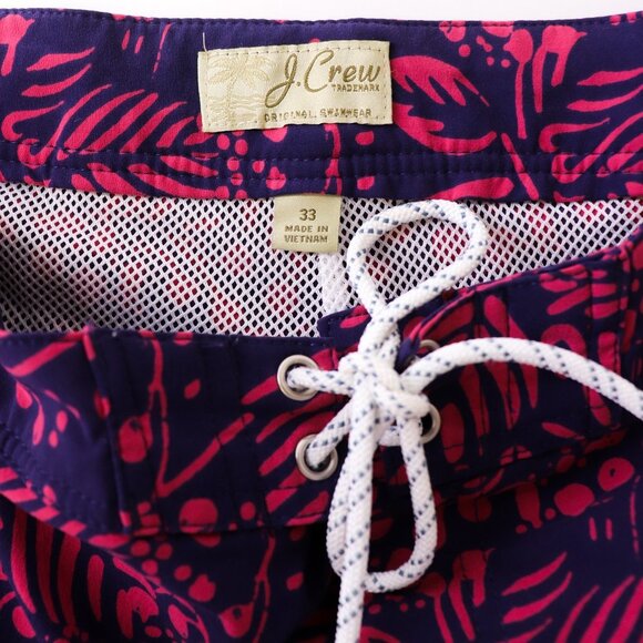 J. Crew 9 Inch Stretch Eco Board Short in Vines Print Purple Pink Palm Leaf 33 - Picture 6 of 8